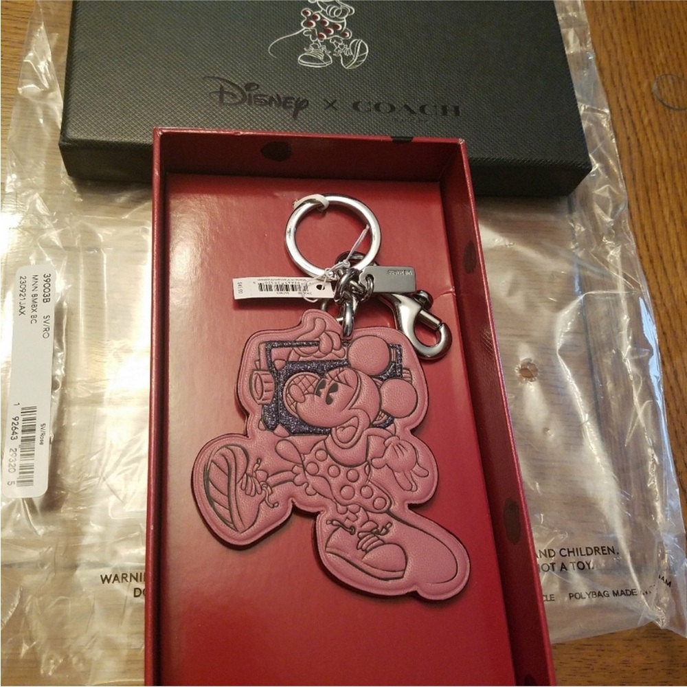 New Boxed Coach   Disney X Minnie Mouse  Limited Edition LG Charm Super Cute! ❤️